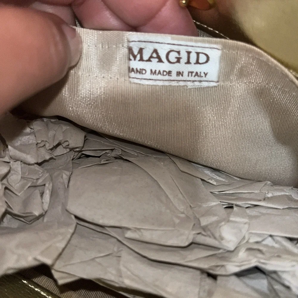 Vintage Magid Itailian Hand Made Metallic Disco Gold Silver Handbag Chain Strap